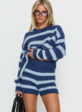 Kealin Knit Shorts Blue Stripe