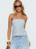 Elery Strapless Top Blue Stripe