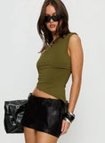 Noteworthy Eyelet Detail Off Shoulder Top Olive