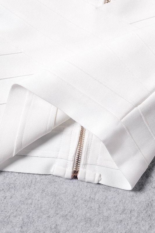 Cindy Bandage Off Shoulder Crop Top White Pearl