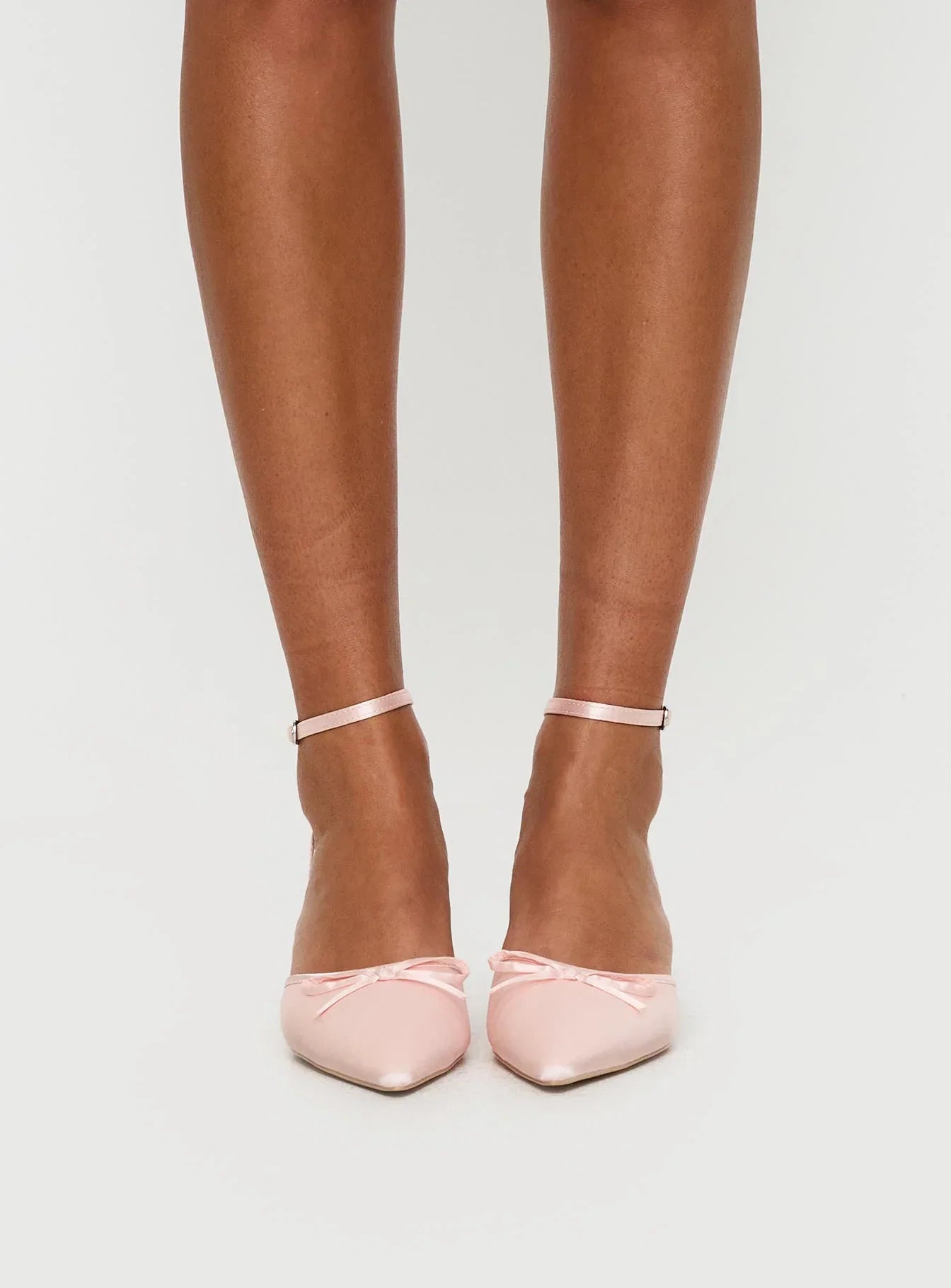 Clio Satin Pointed Toe Heels Baby Pink