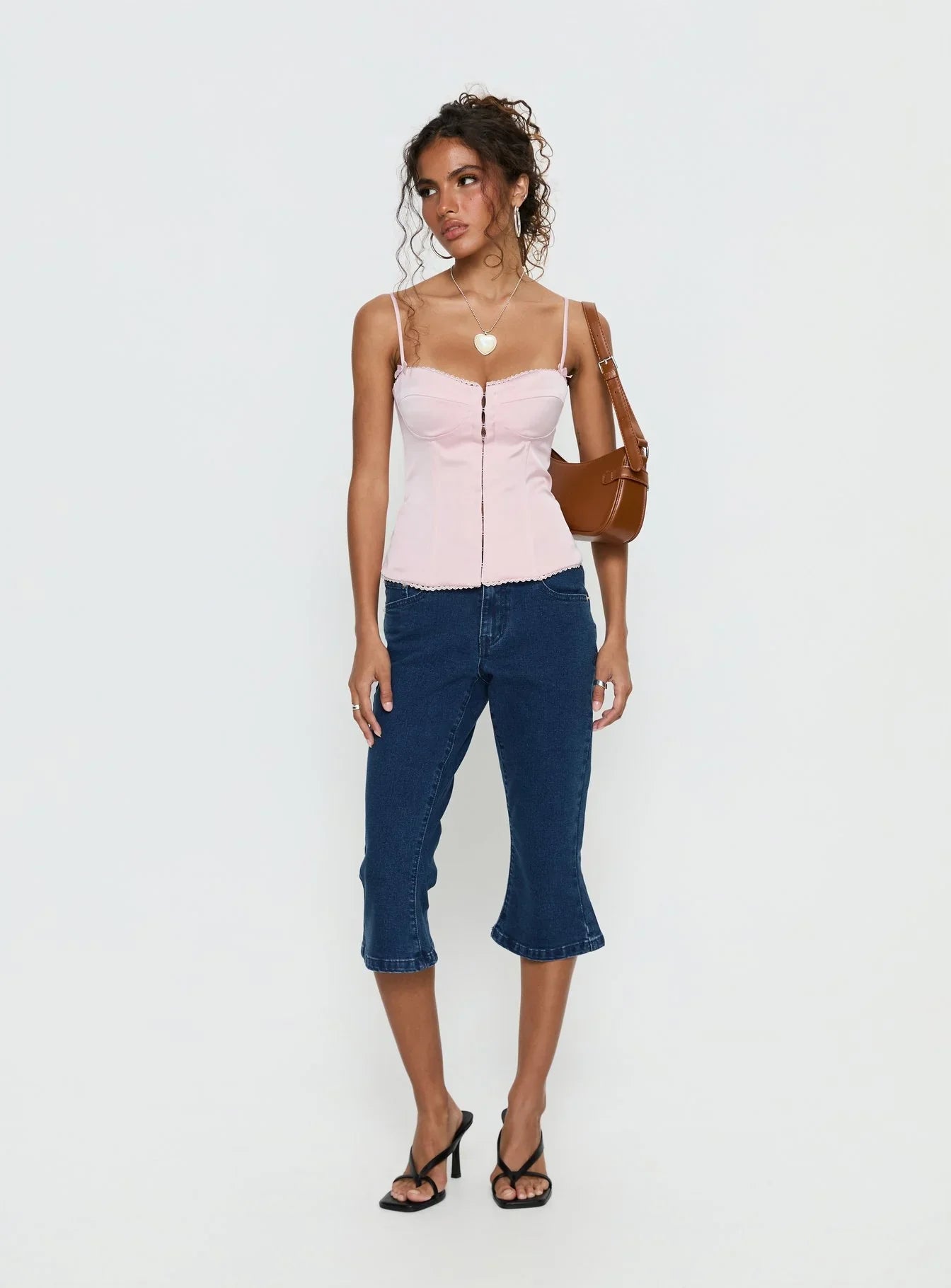 Maralyne Satin Corset Top Soft Pink