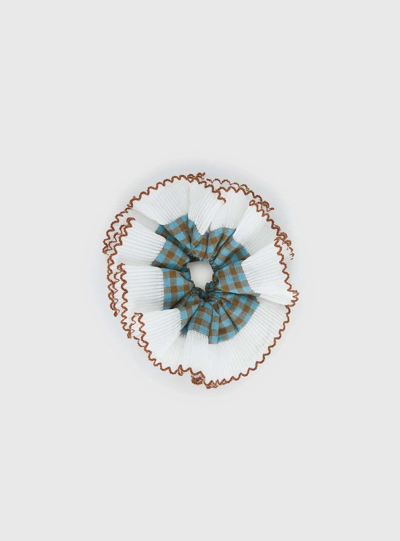 Fancy That Textured Scrunchie Blue Check