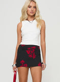 Rosales Mini Skirt Black Red Floral