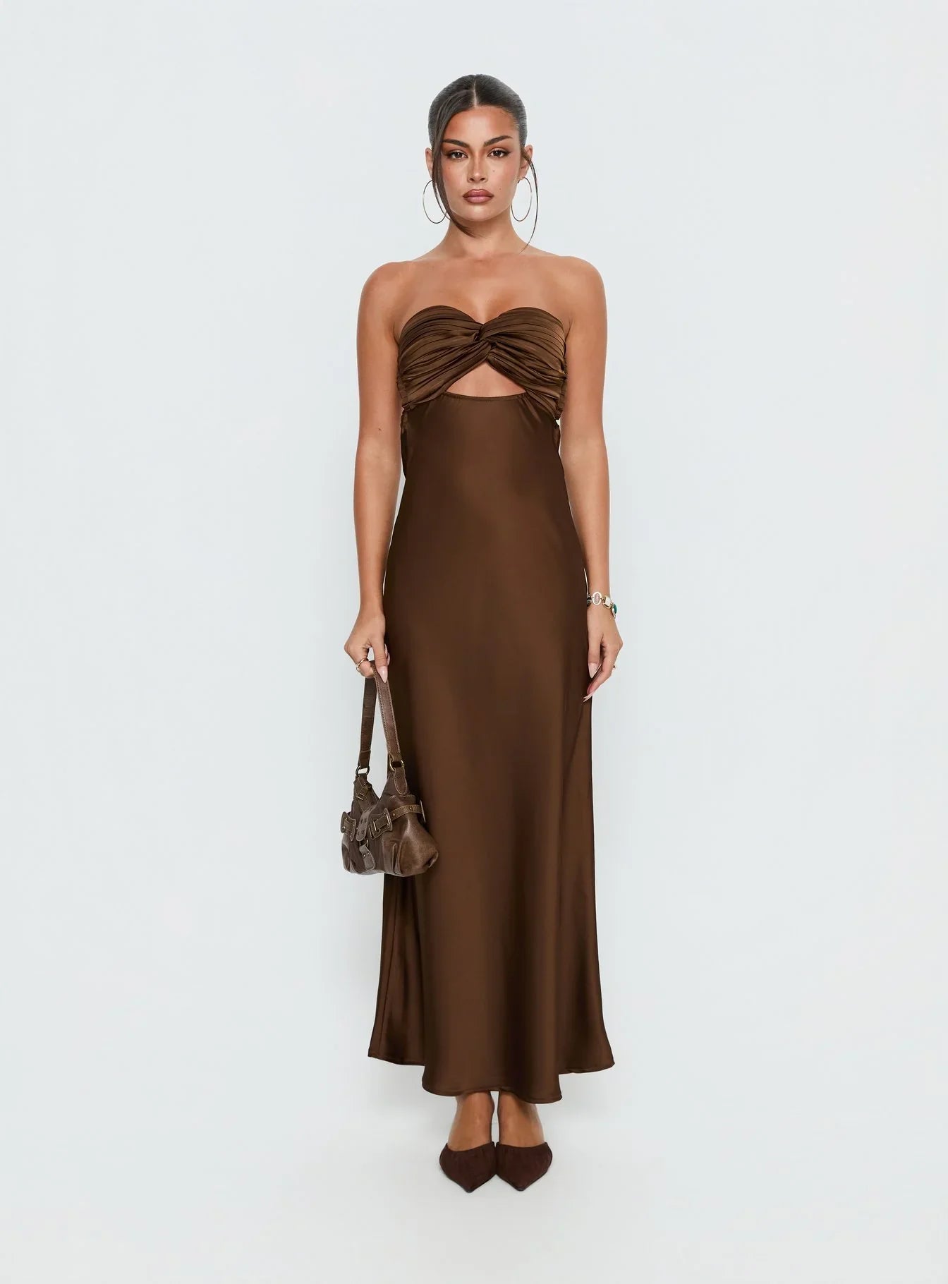 Faviola Strapless Maxi Dress Chocolate
