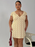 Just Me And You Frill Mini Dress Yellow Floral Curve