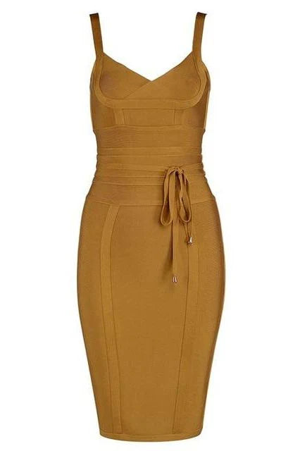 Bek Bandage Dress Mustard Yellow