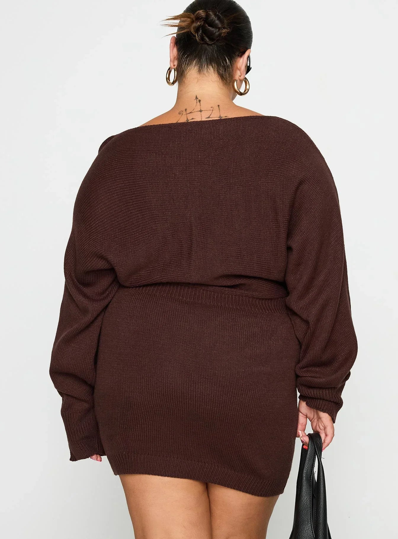 Bellamie Long Sleeve Mini Dress Chocolate Curve