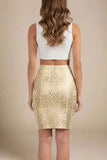 High Waist Metallic Leather Mini Skirt Gold