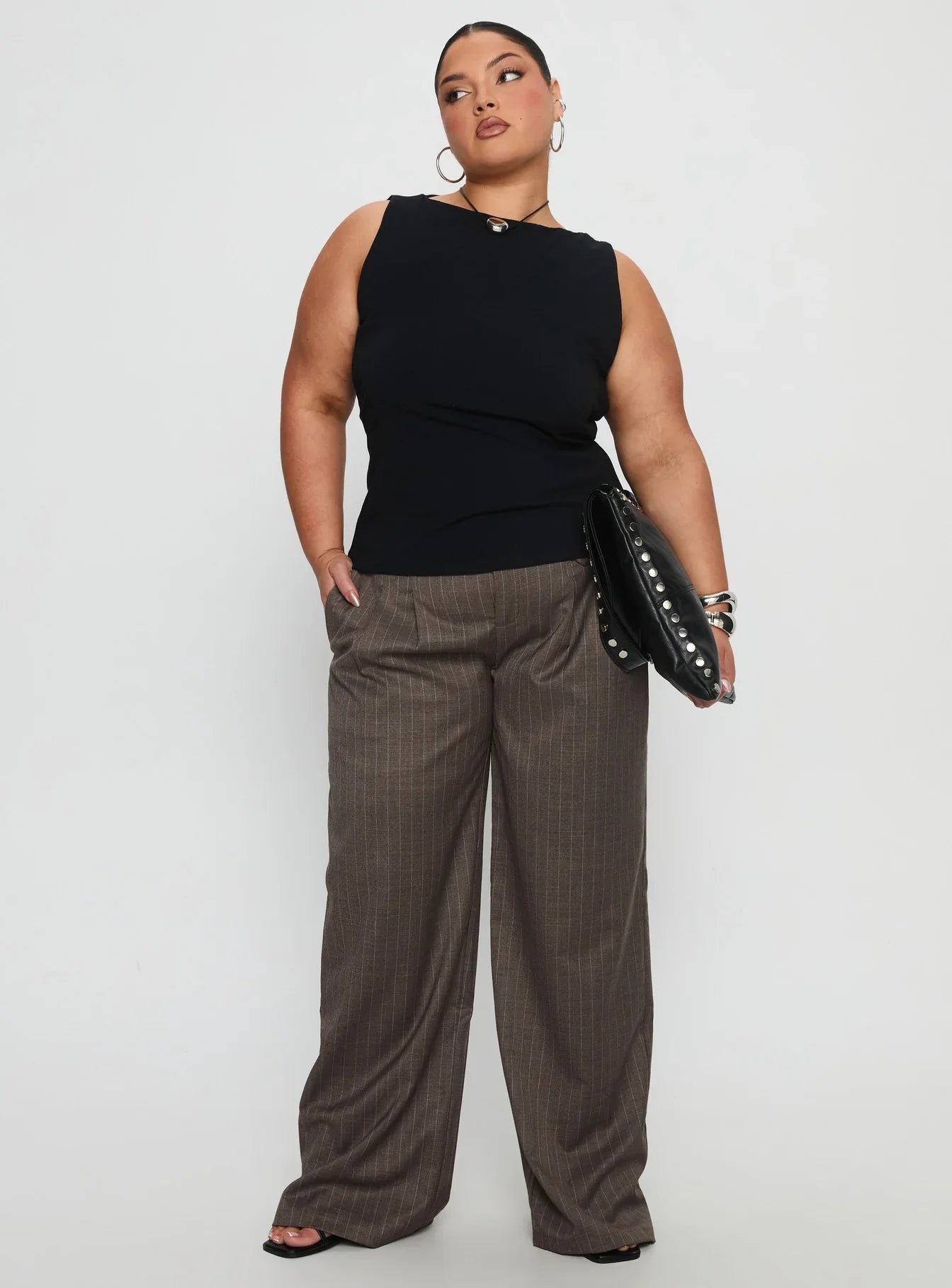 Briellea Thick Waistband Pant Pinstripe Curve