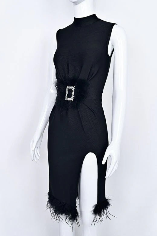 Erin High Neck Bandage Dress Classic Black