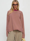 Settle Down Long Sleeve Top Lemon / Burgundy Stripe