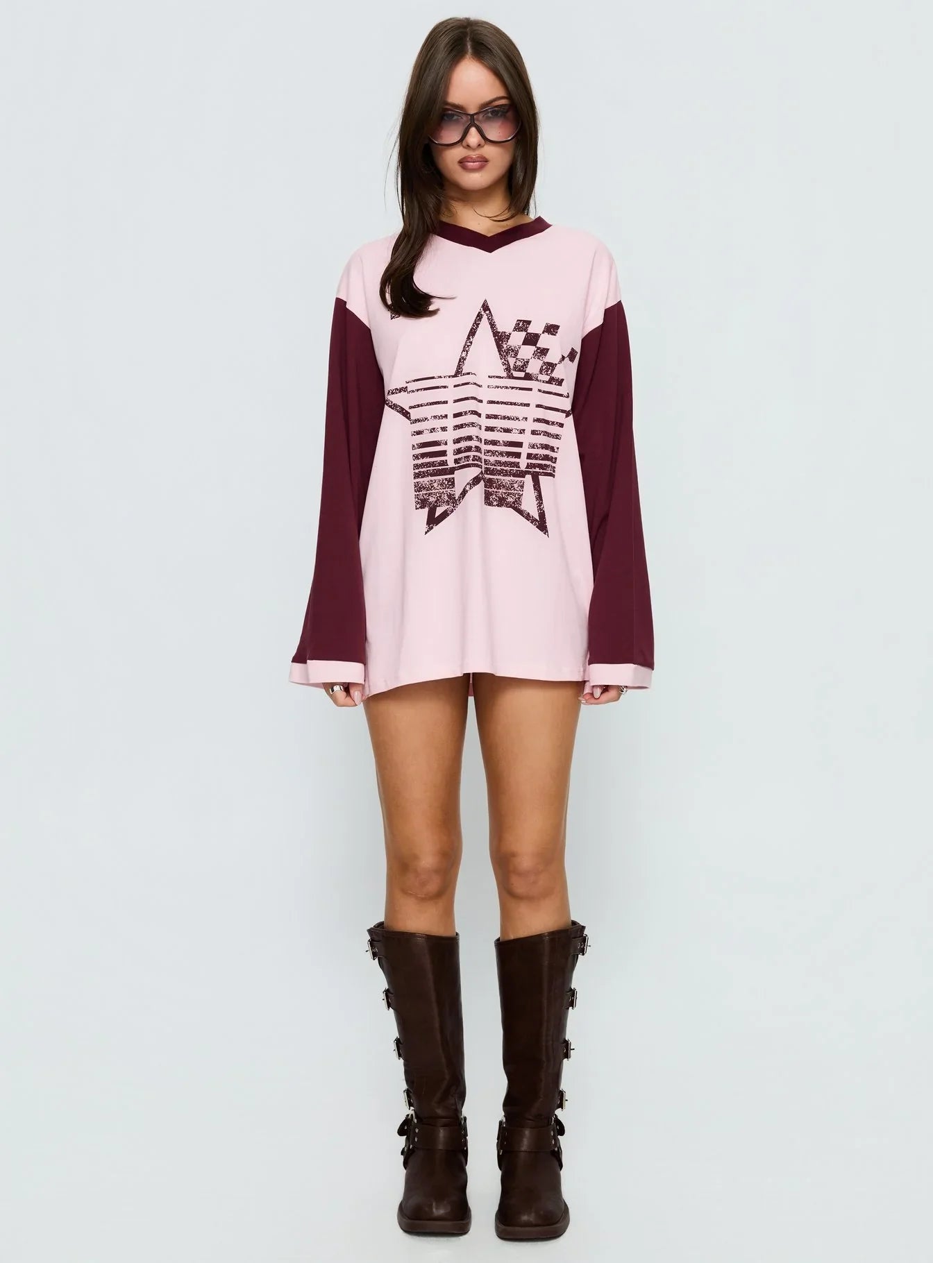 Starletta Long Sleeve Moto Top Pink