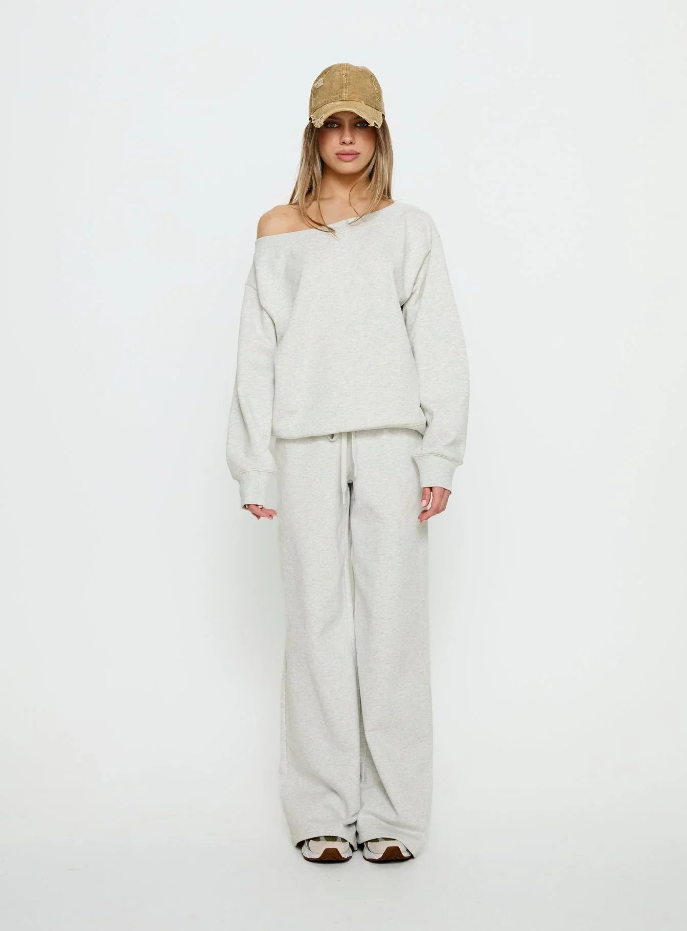 Wellness Off the Shoulder Jumper Grey Marle