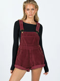 Kacey Short Overalls Burgundy