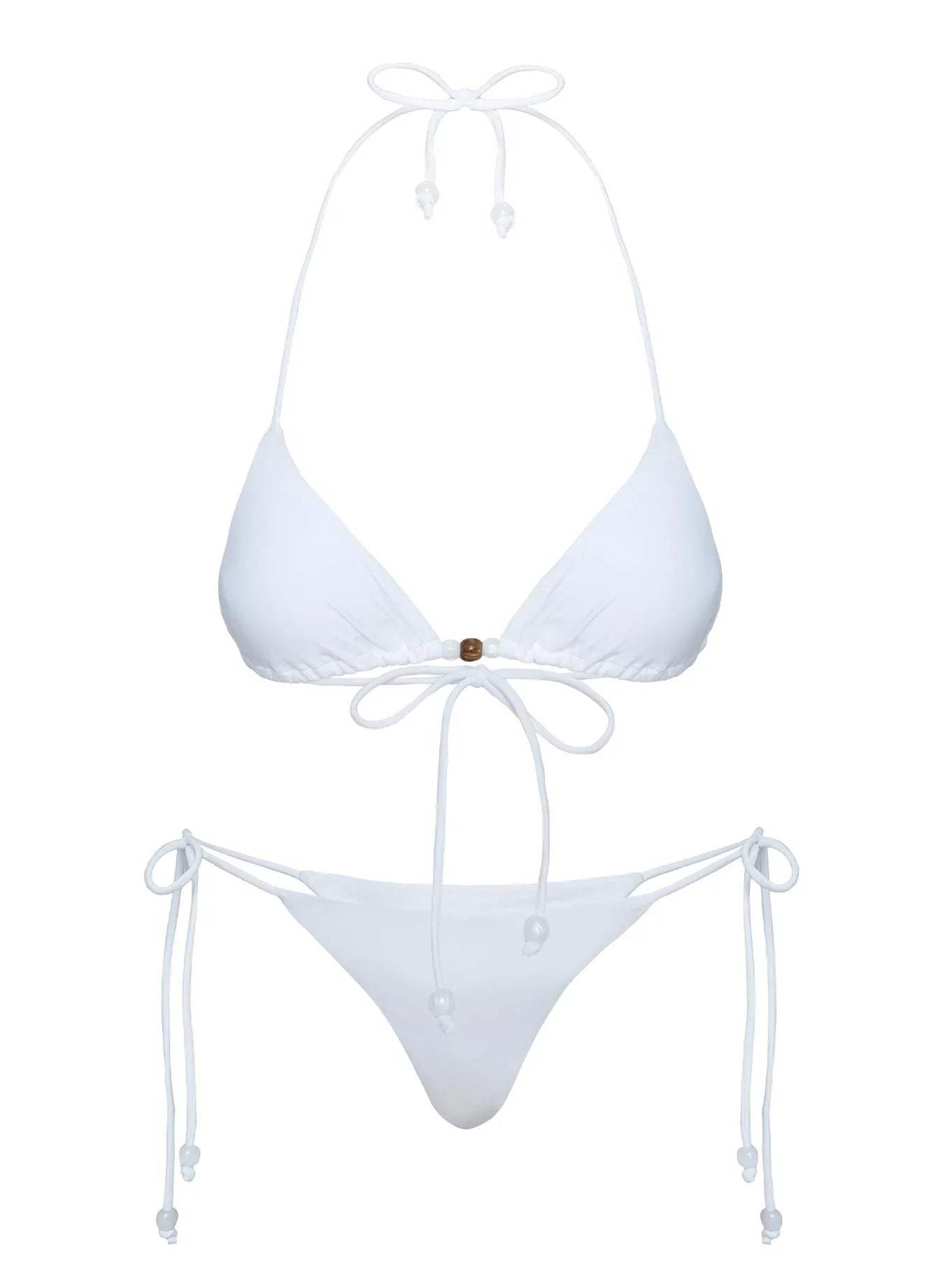 Flounder Bead Detail Bikini Bottoms White
