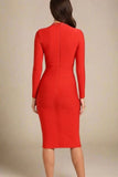 Brooke Long Sleeve Bandage Midi Dress Lipstick Red