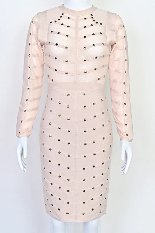 Rosa Long Sleeve Bodycon Dress Cream