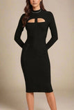 Brooke Long Sleeve Bandage Midi Dress Classic Black