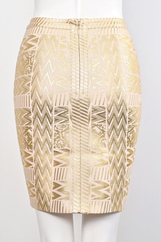 High Waist Metallic Leather Mini Skirt Gold
