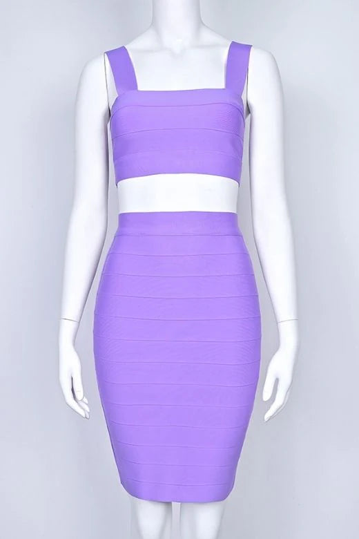 Ophelia Bandage Crop Top and Skirt Set Violet