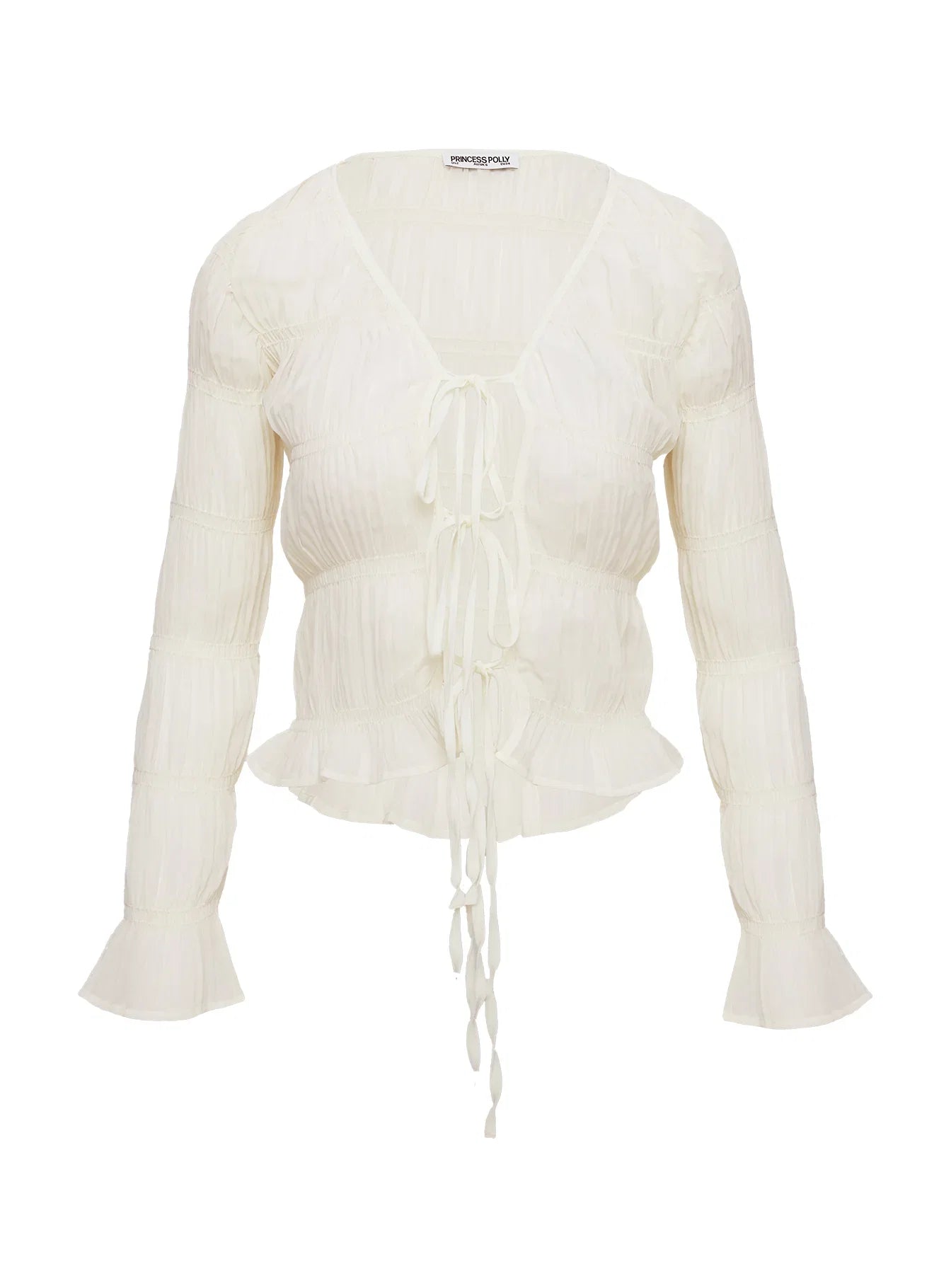Carnelian Frill Long Sleeve Top Cream