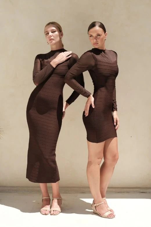 Robin Long Sleeve Bandage Maxi Dress Classic Black