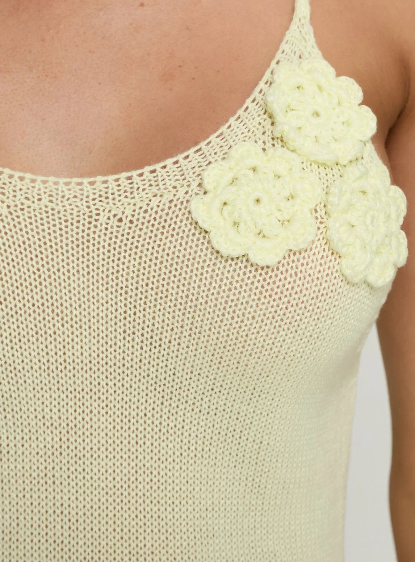 Cinderella Knit Floral Detail Maxi Dress Lemon Yellow