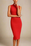 Grace Bandage Midi Dress Lipstick Red