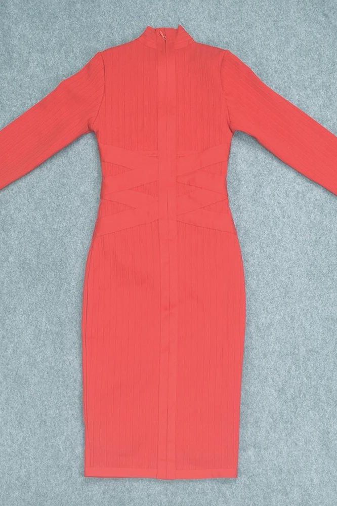 Jane Long Sleeve Bodycon Midi Dress Lipstick Red
