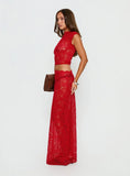 Vionna Lace Maxi Skirt Red