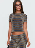Manolo Short Sleeve Top Brown / Grey Stripe