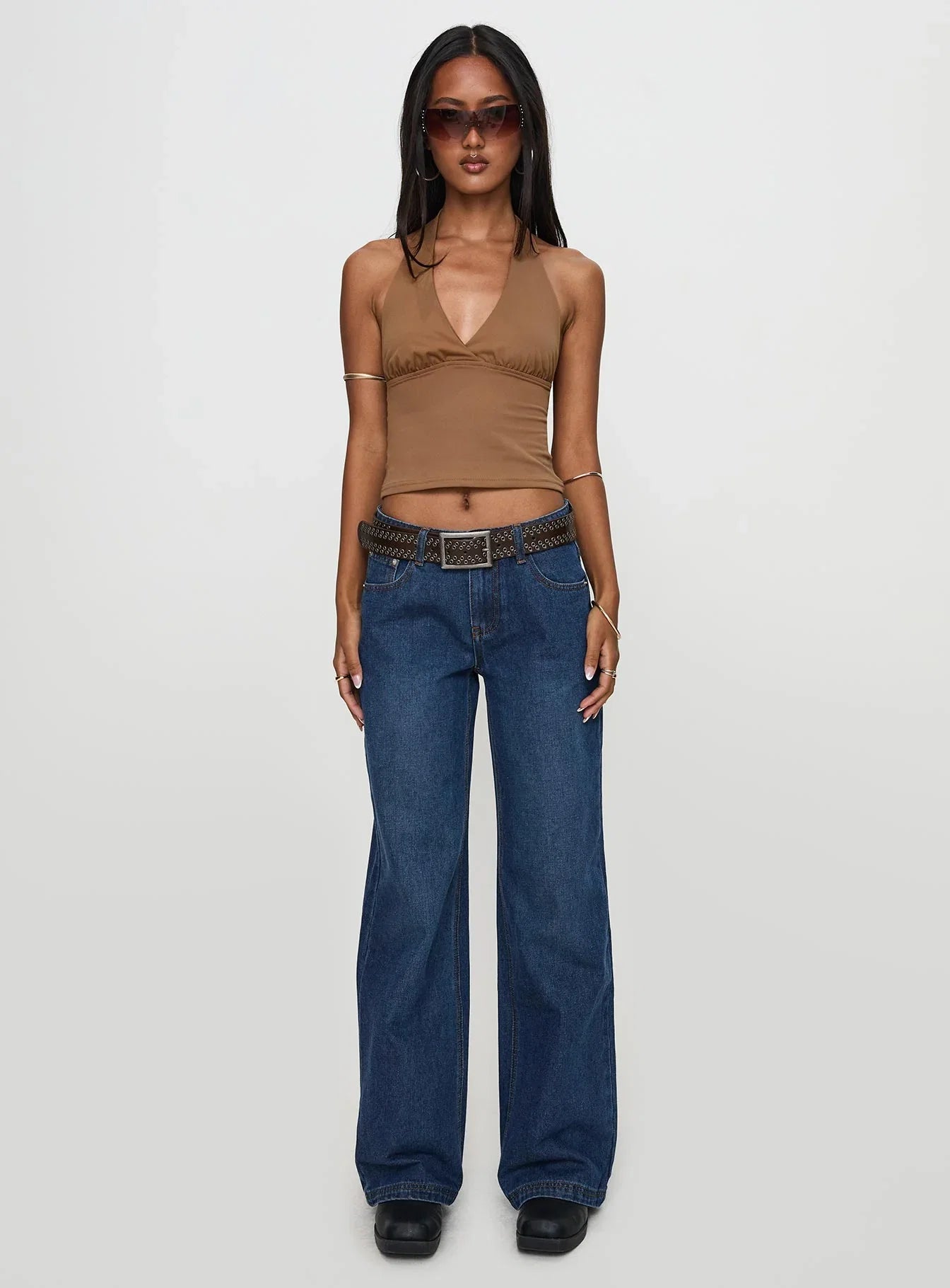 Everlong Mid Rise Wide Leg Jeans Dark Blue Wash