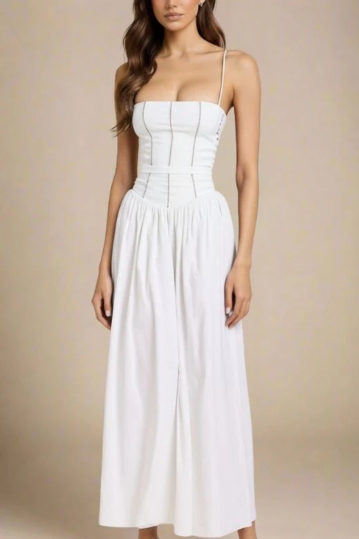 Tasmin Midi Dress White Pearl