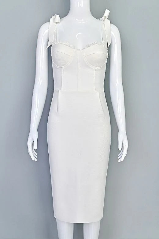 Payton Bandage Dress White Pearl