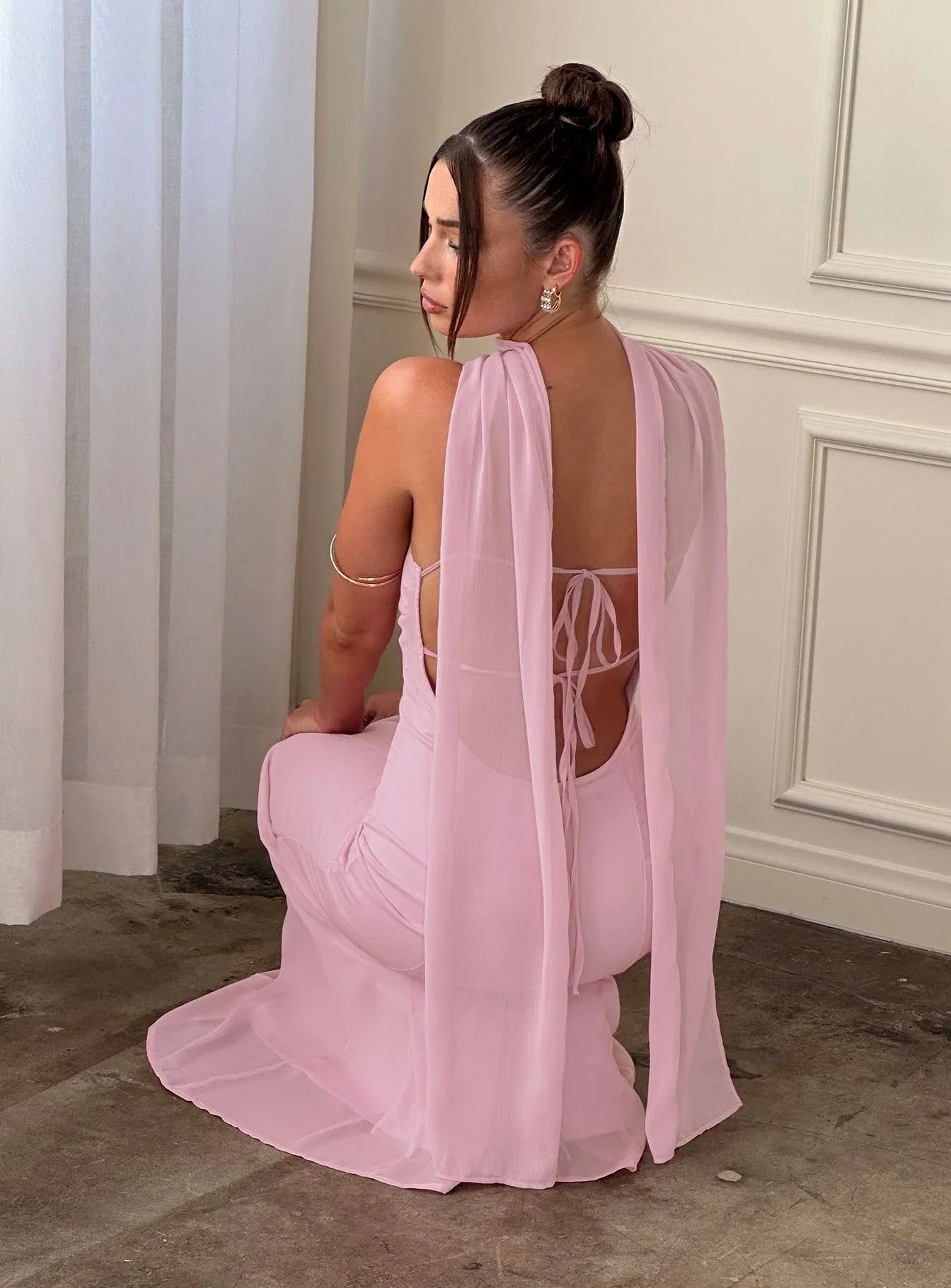 Jadira Scarf Maxi Dress Light Pink