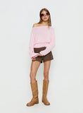 Xaria Off Shoulder Knit Sweater Pink