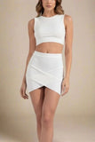 Jay High Waist Bandage Mini Skirt White Pearl