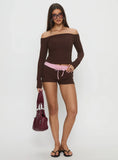 Baseline Off Shoulder Top Brown