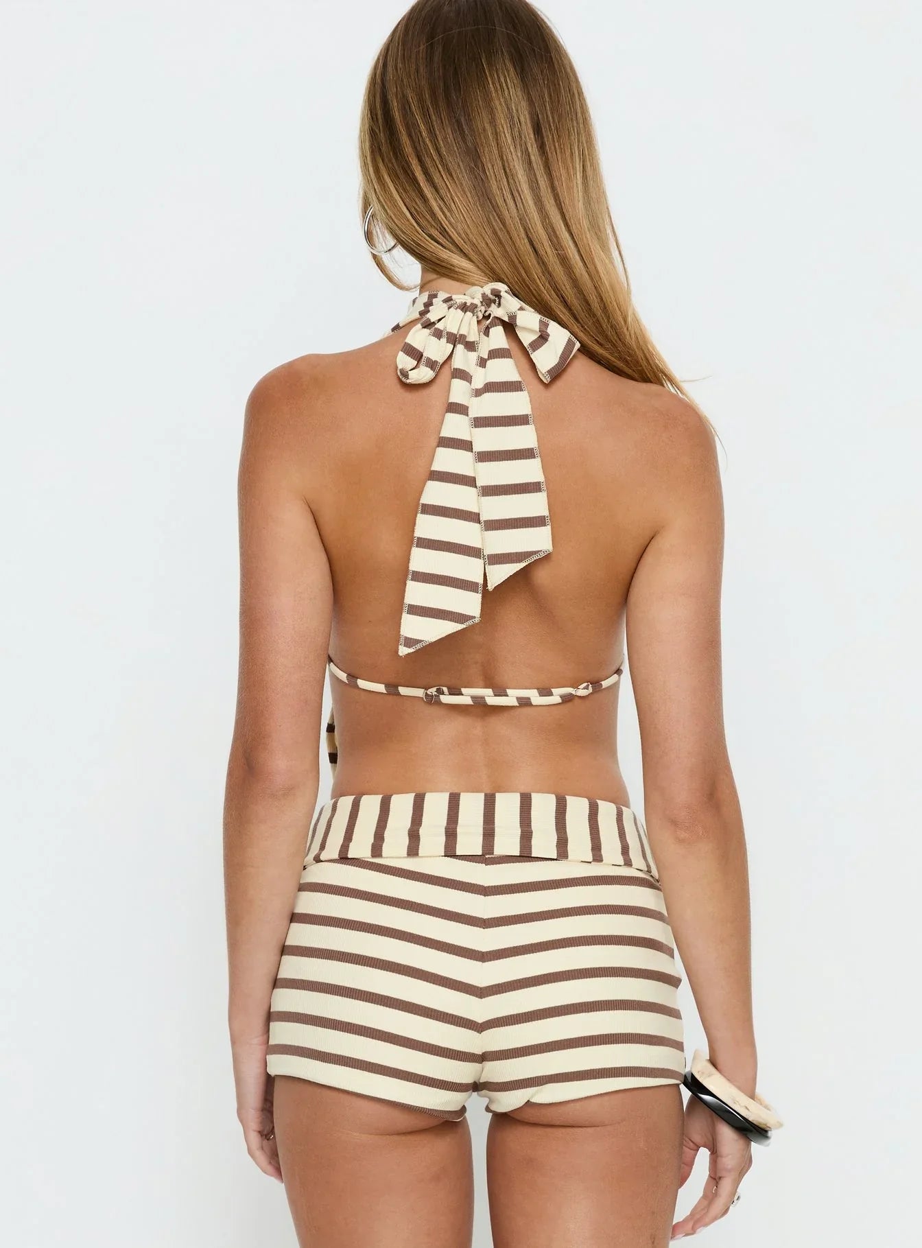 Persimmon Split Halter Backless Top Brown