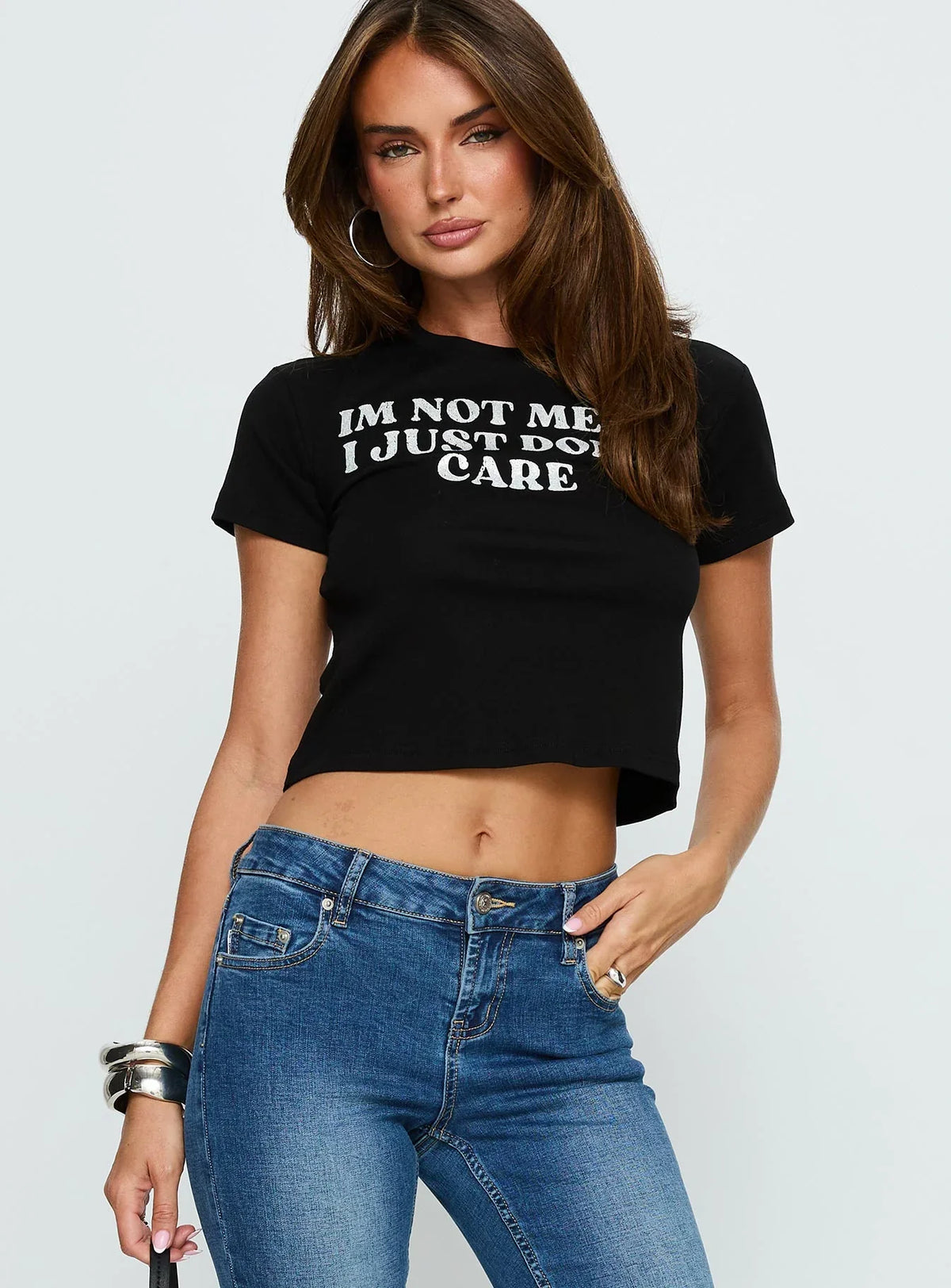 Im Not Mean Graphic Top Black