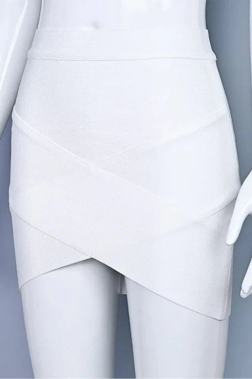 Jay High Waist Bandage Mini Skirt White Pearl