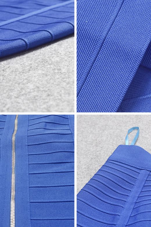Leni Bandage Top and Knee Length Skirt Set Royal Blue