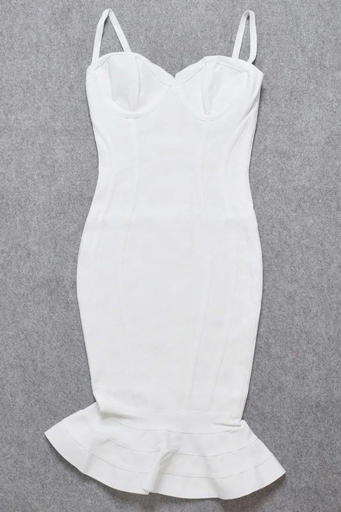 Joy Bandage Midi Dress White Pearl