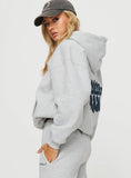 Princess Polly Hooded Sweatshirt Bubble Text Grey Marle Slate