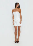 Jenevieve Strapless Drape Mini Dress White