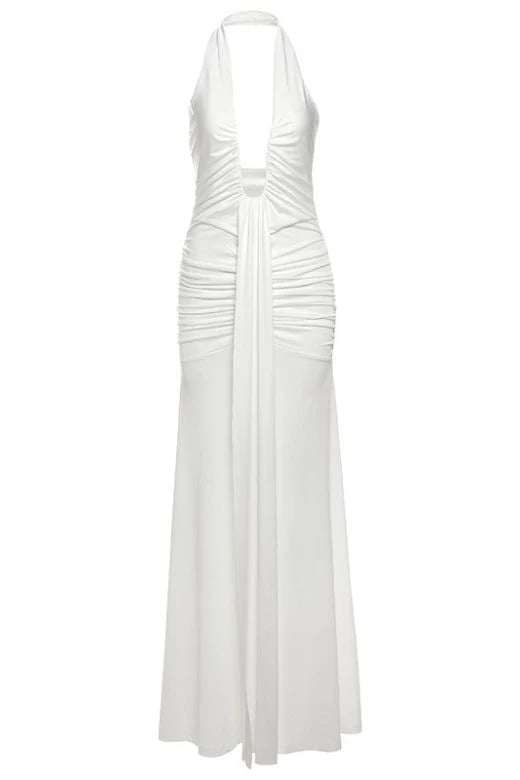 Bella Bodycon Wrap Maxi Dress White Pearl Sale