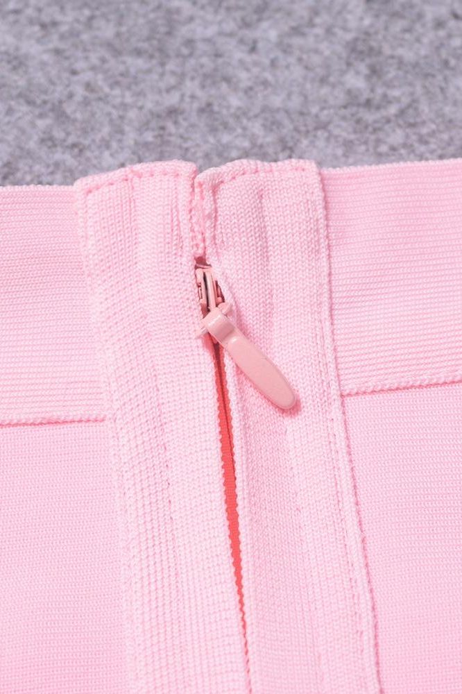 Pencil High Waist Bandage Knee Length Skirt Blush Pink