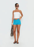 Jovian V Waist Terry Towelling Micro Shorts Blue Stripe