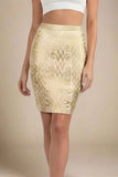 High Waist Metallic Leather Mini Skirt Gold